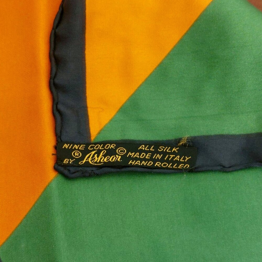 Vintage Ashear All Silk 9 Color Square Scarf 18x18 Made in Italy